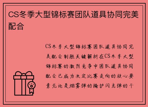 CS冬季大型锦标赛团队道具协同完美配合