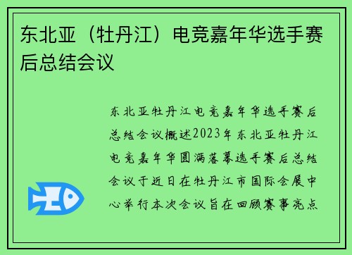 东北亚（牡丹江）电竞嘉年华选手赛后总结会议